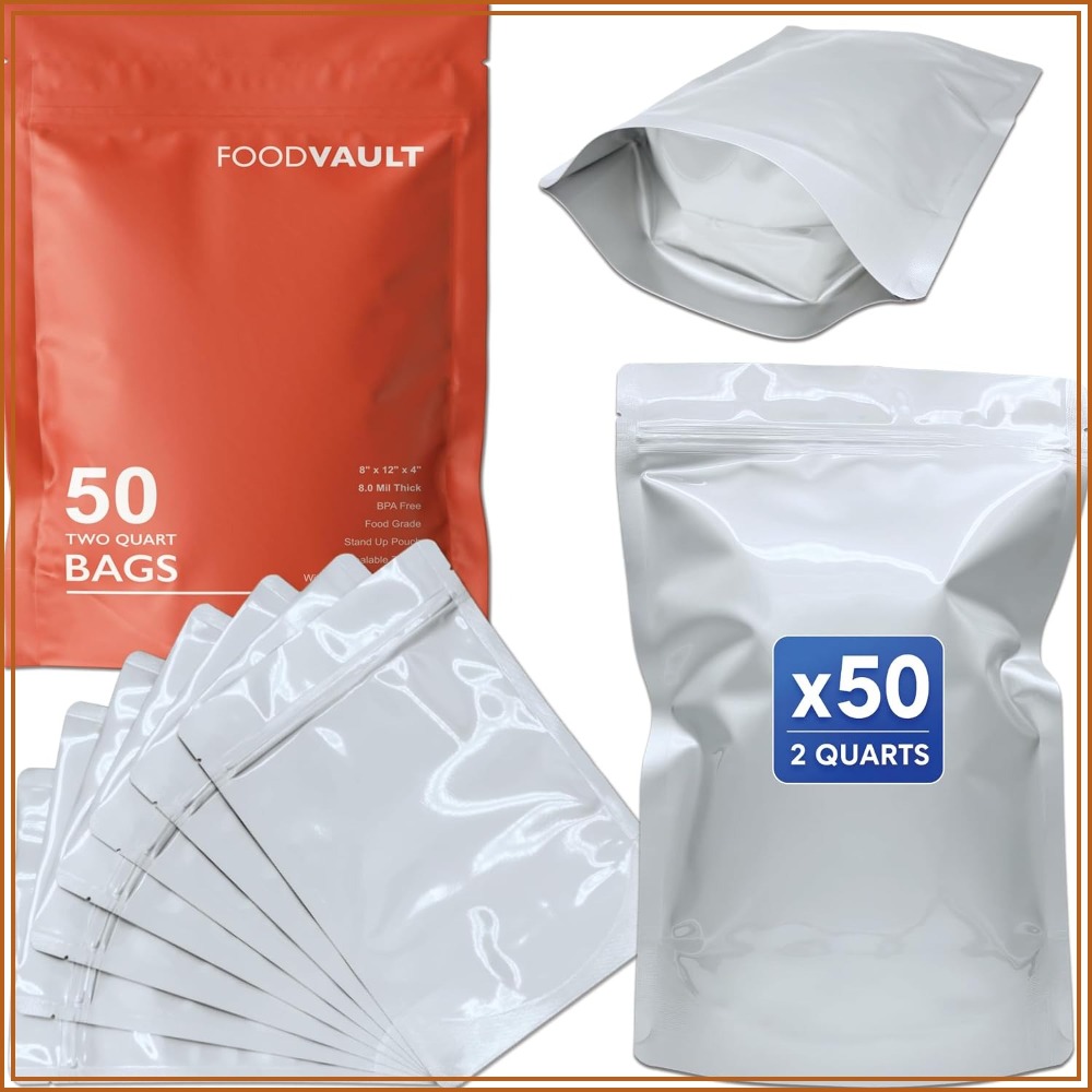 Food Storage For Long Term - 2쿼트 마일라 백, 총 두께 16밀,