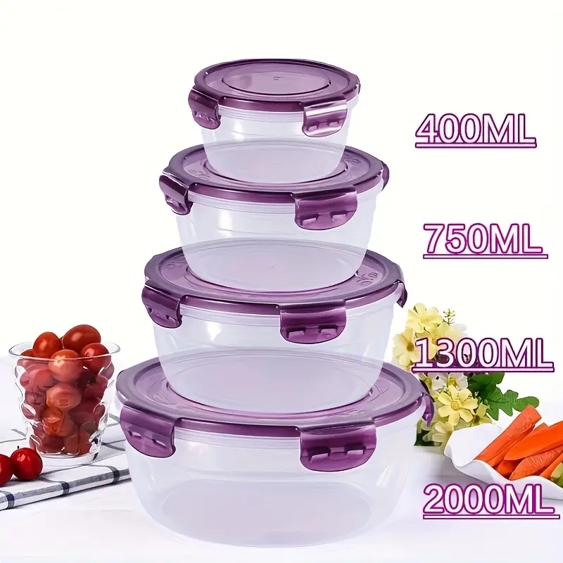 Food Storage Lunch Box - 플라스틱 식품 보관 용기 4개, 도시락,