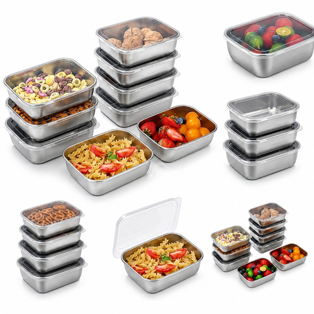 Food Storage Lunch Box - 6pcs 스텐 밀폐 용기 스텐 반찬통