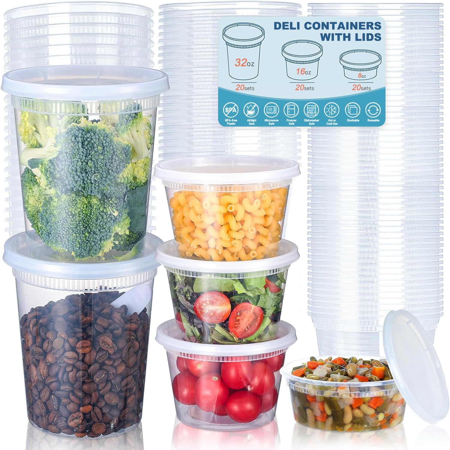 Food Storage Freezer - 뚜껑이 있는 24개 델리 식품 보관