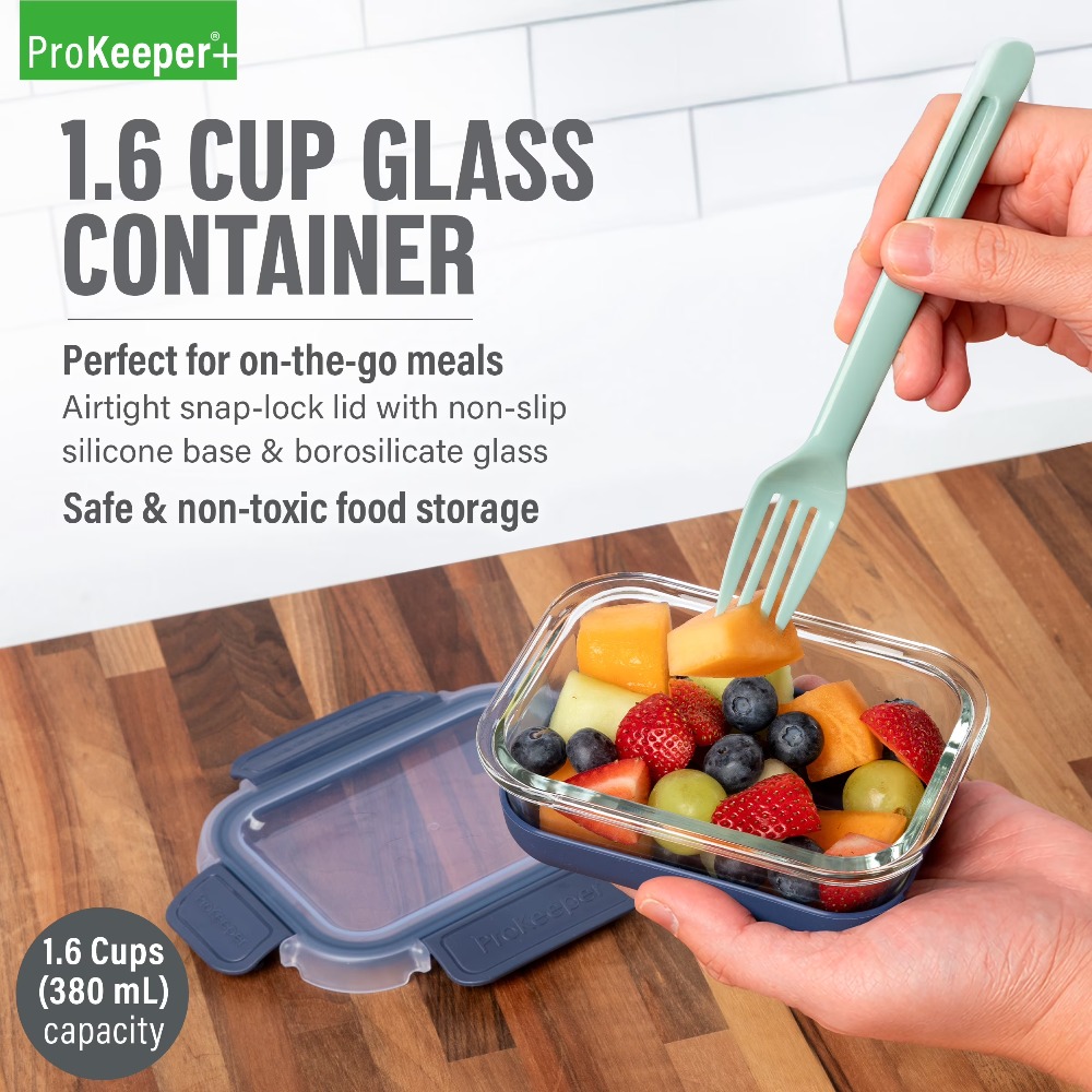 2팩 1.6컵 유리 식품 보관 용기, 미끄럼 방지 실리 - Food Storage Glass Containers 리뷰 및 가격