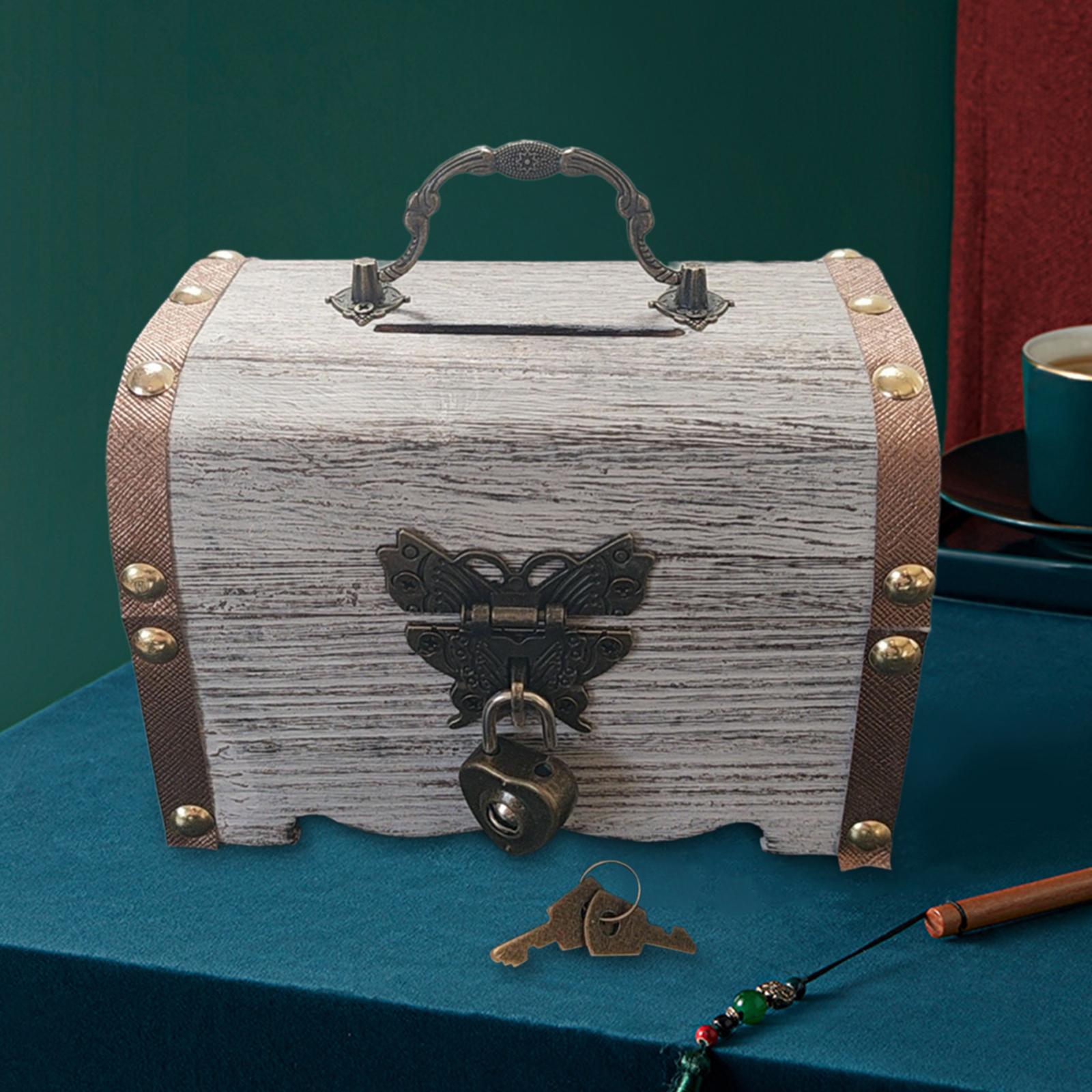잠금 장치와 열쇠가있는 돼지 저금통 보물 상자 홈 장식 - Food Storage Box With Lock And Key 리뷰 및 가격