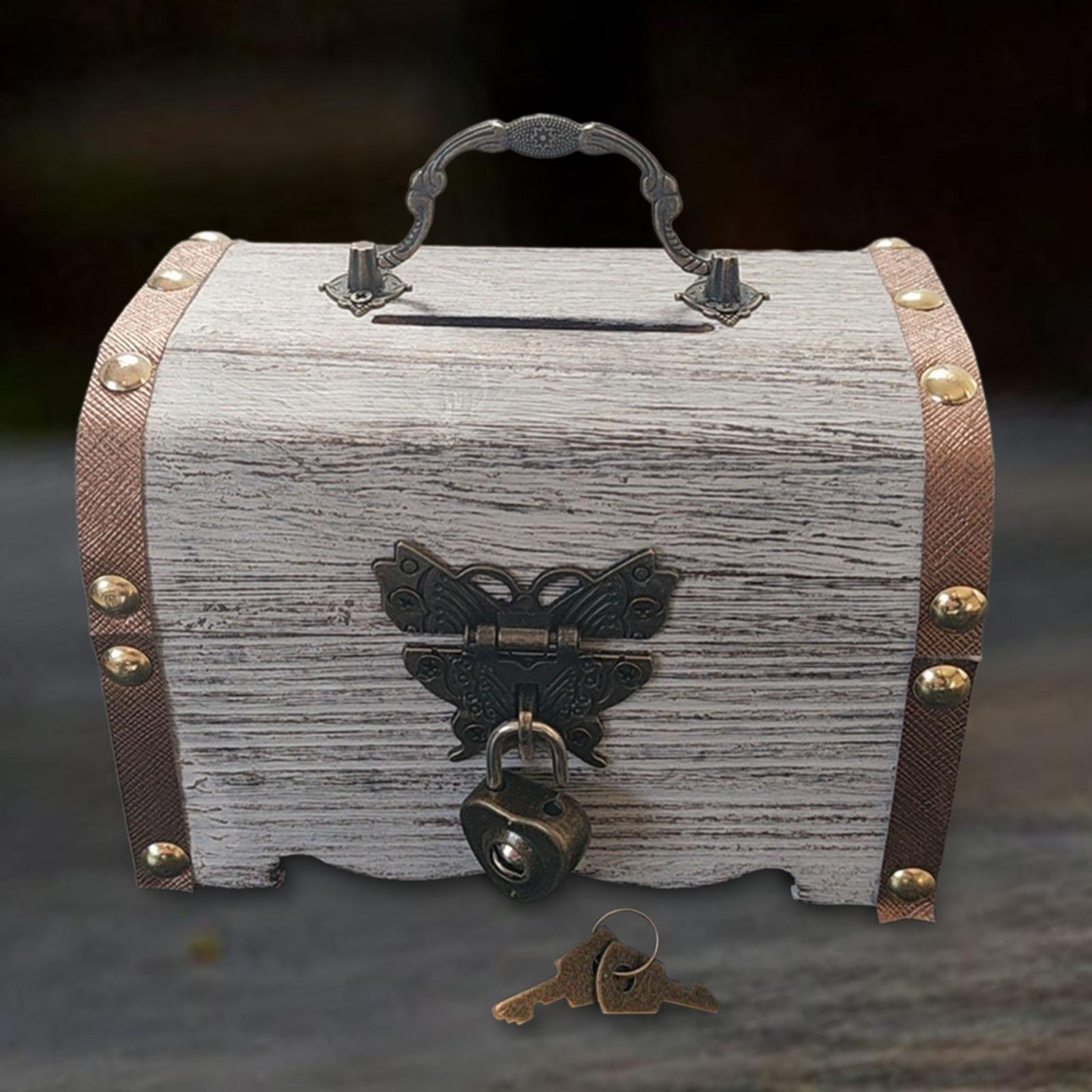 잠금 장치와 열쇠가있는 돼지 저금통 보물 상자 홈 장식 - Food Storage Box With Lock And Key 리뷰 및 가격