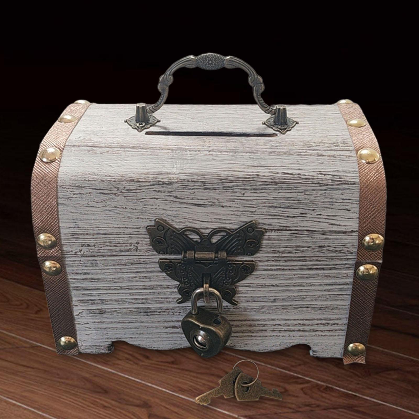 잠금 장치와 열쇠가있는 돼지 저금통 보물 상자 홈 장식 - Food Storage Box With Lock And Key 리뷰 및 가격
