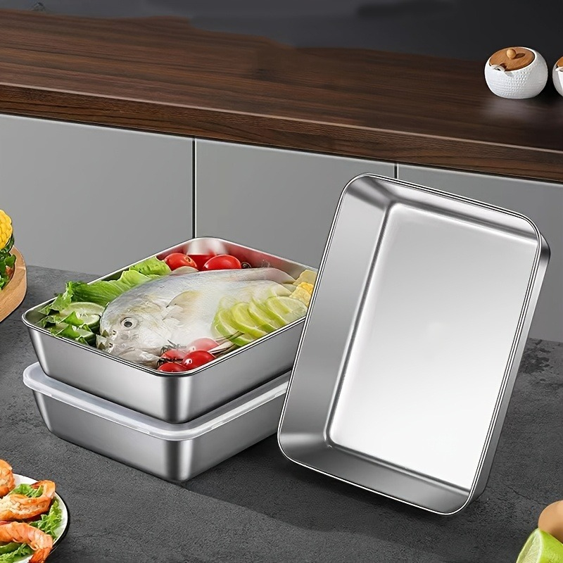 3/6개 스테인리스 스틸 직사각형 음식 보관 용기(뚜껑 - Food Storage Lunch Box 리뷰 및 가격