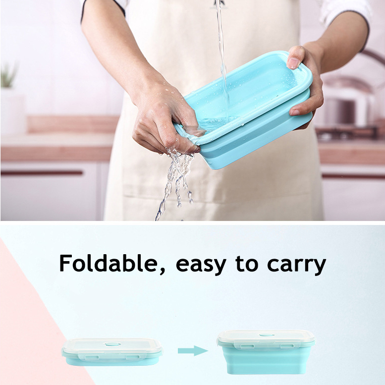 접이식 실리콘 식품 보관 용기, 밀폐 뚜껑 포함, 전자 - Food Storage Lunch Box 리뷰 및 가격