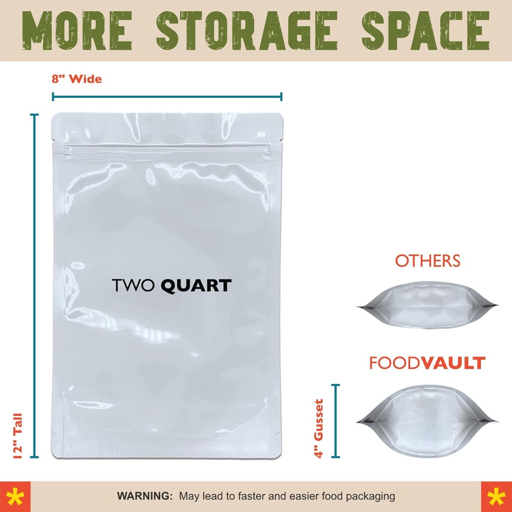 2쿼트 마일라 백, 총 두께 16밀, 장기 식품 보관용 - Food Storage For Long Term 리뷰 및 가격