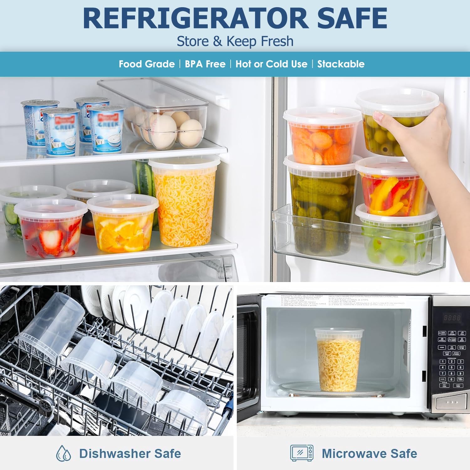 뚜껑이 있는 24개 델리 식품 보관 용기, 플라스틱 식 - Food Storage Freezer 리뷰 및 가격