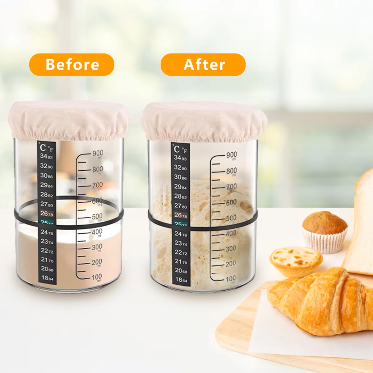 1500/900ml 사워도우 스타터 유리병 세트, 내열 - Food Storage Glass Containers 리뷰 및 가격