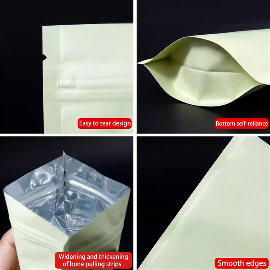 50/100개 무광택 연황색 지퍼 스탠드업 파우치(티어 - Food Storage And 리뷰 및 가격