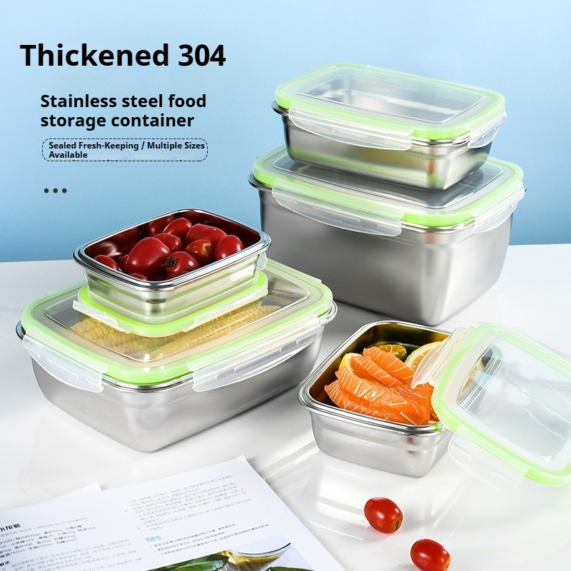 304 스테인리스 스틸 도시락 세트, 실리콘 투명 뚜껑 - Food Storage Lunch Box 리뷰 및 가격