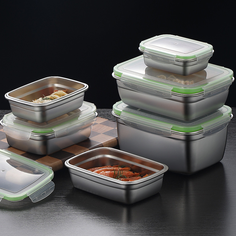 304 스테인리스 스틸 도시락 세트, 실리콘 투명 뚜껑 - Food Storage Lunch Box 리뷰 및 가격