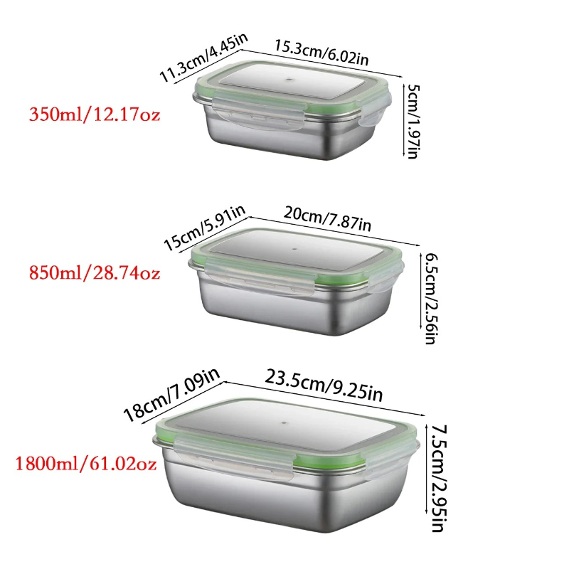 304 스테인리스 스틸 도시락 세트, 실리콘 투명 뚜껑 - Food Storage Lunch Box 리뷰 및 가격