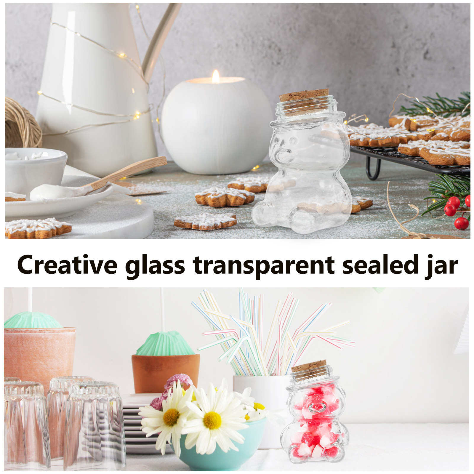 4Pcs 유리 사탕 항아리 세트 사탕, 비스킷, 차,  - Food Storage Glass Containers 리뷰 및 가격