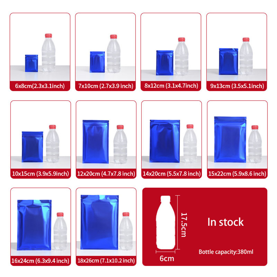 100개 무광택 블루 포일 지퍼 파우치, 수제 간식용  - Food Storage And 리뷰 및 가격