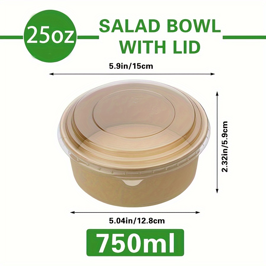 25온스/750ml 25/50팩 종이 그릇 뚜껑 포함, - Food Storage Lunch Box 리뷰 및 가격