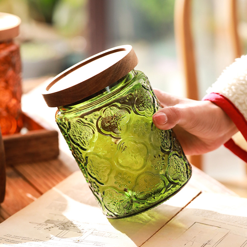 빈티지 유리 주방 보관 항아리, 밀폐 목재 뚜껑이 있는 - Food Storage Glass Containers 리뷰 및 가격