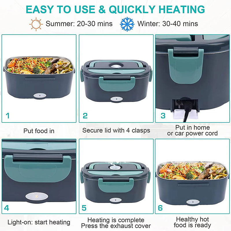 1.5 L 60W 전기 도시락 식품 워머 휴대용 식품  - Food Storage Warmer 리뷰 및 가격