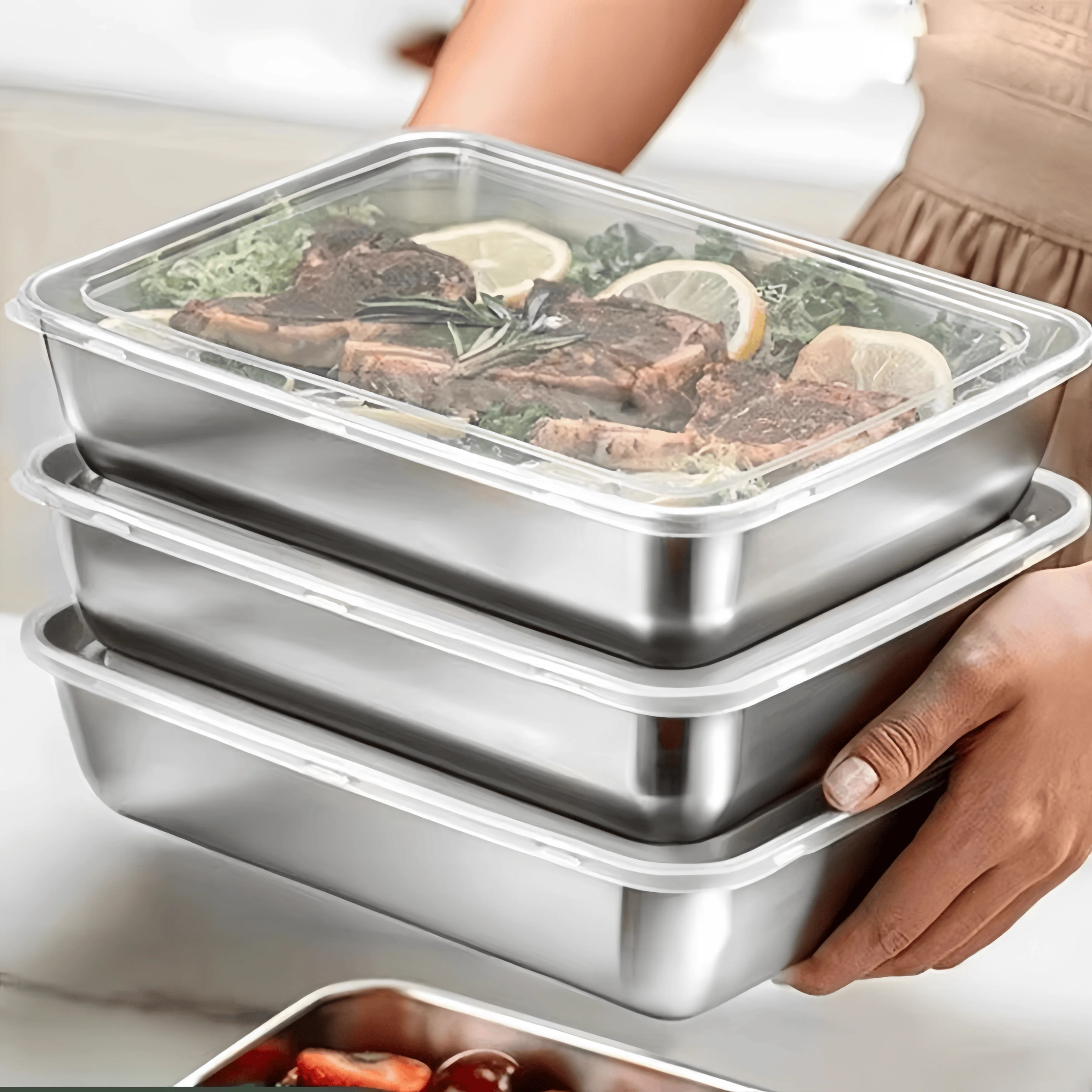 스테인리스 스틸 밀폐형 도시락통 신선도 유지 직사각형  - Food Storage Lunch Box 리뷰 및 가격